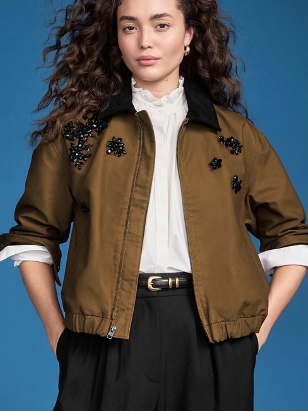 Old Navy x Altuzarra Embellished Bomber Jacket with Black Collar